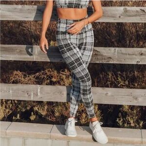 ONA Black and White Plaid Leggings